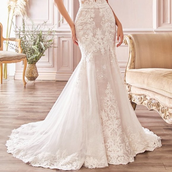 NEW WHITE WEDDING BRIDAL FORMLA Strapless MERMAID Bridal LONG MAXI Gown CD928 - Picture 5 of 9